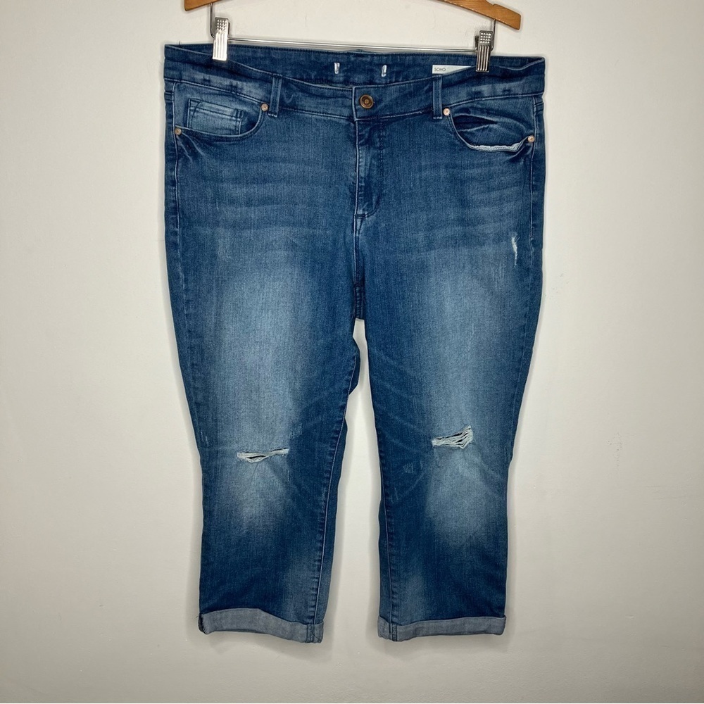 Code Bleu Women's Ankle Crop Distressed Blue Jeans